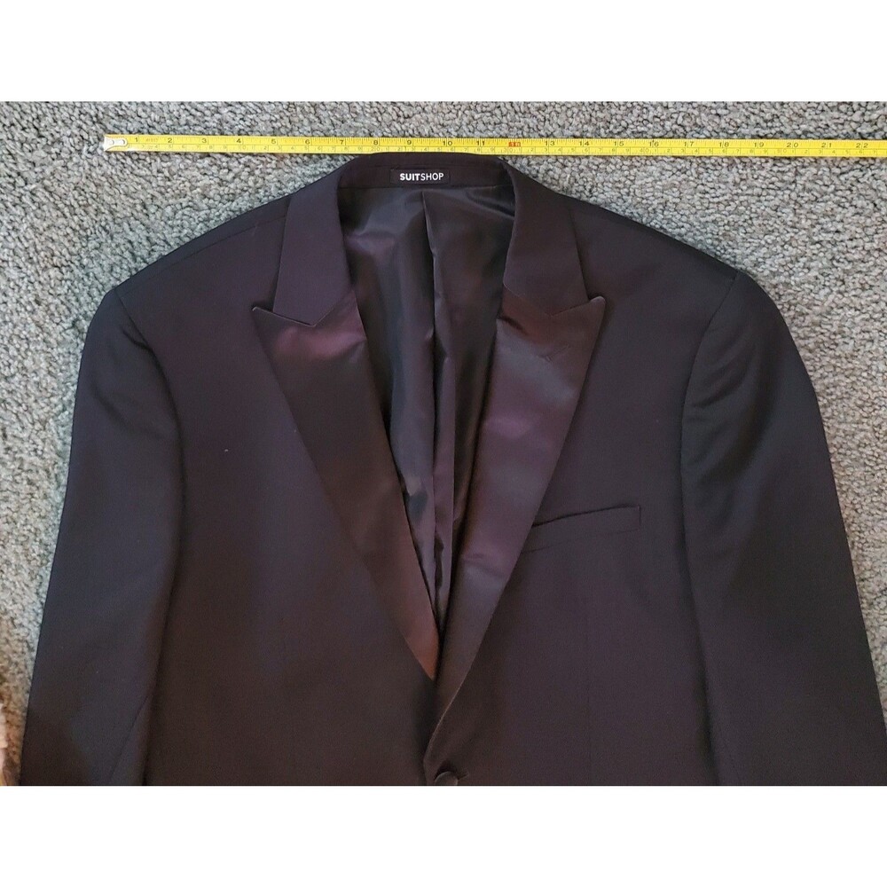 SuitShop Black Peak Lapel Tuxedo Jacket 44R NWT Slim Fit PKTXSJ44R-S Tux - Picture 16 of 16